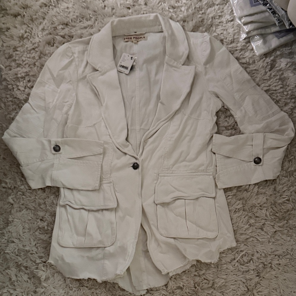 Free People White Womens Denim  Jacket